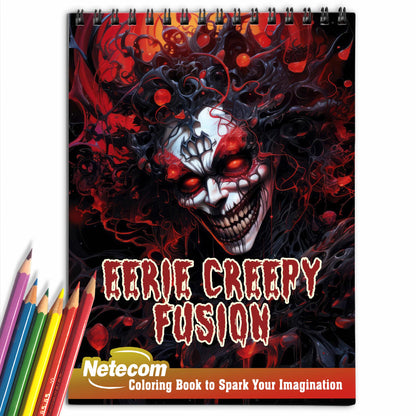 Eerie Creepy Fusion Spiral Bound Coloring Book, A Haunting Collection of Mysterious and Macabre Creations Await You in this Coloring Book Experience