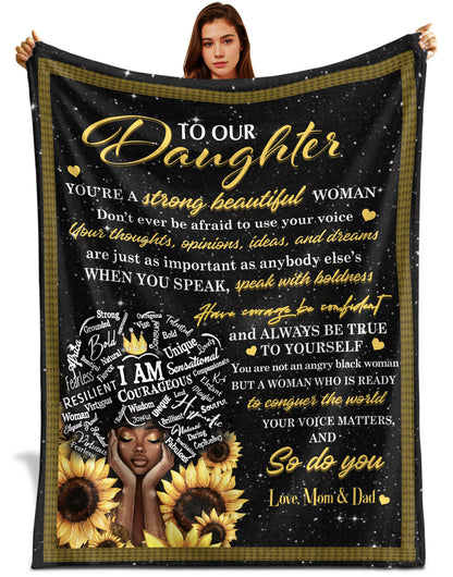 Netecom Personalized To My Daughter Blanket from Dad & Mom, Sunflower Throw Blanket for Couch, Bed or Sofa, Ultra Soft Warm, Birthday Gifts for Daughter, Present for Christmas, Graduation