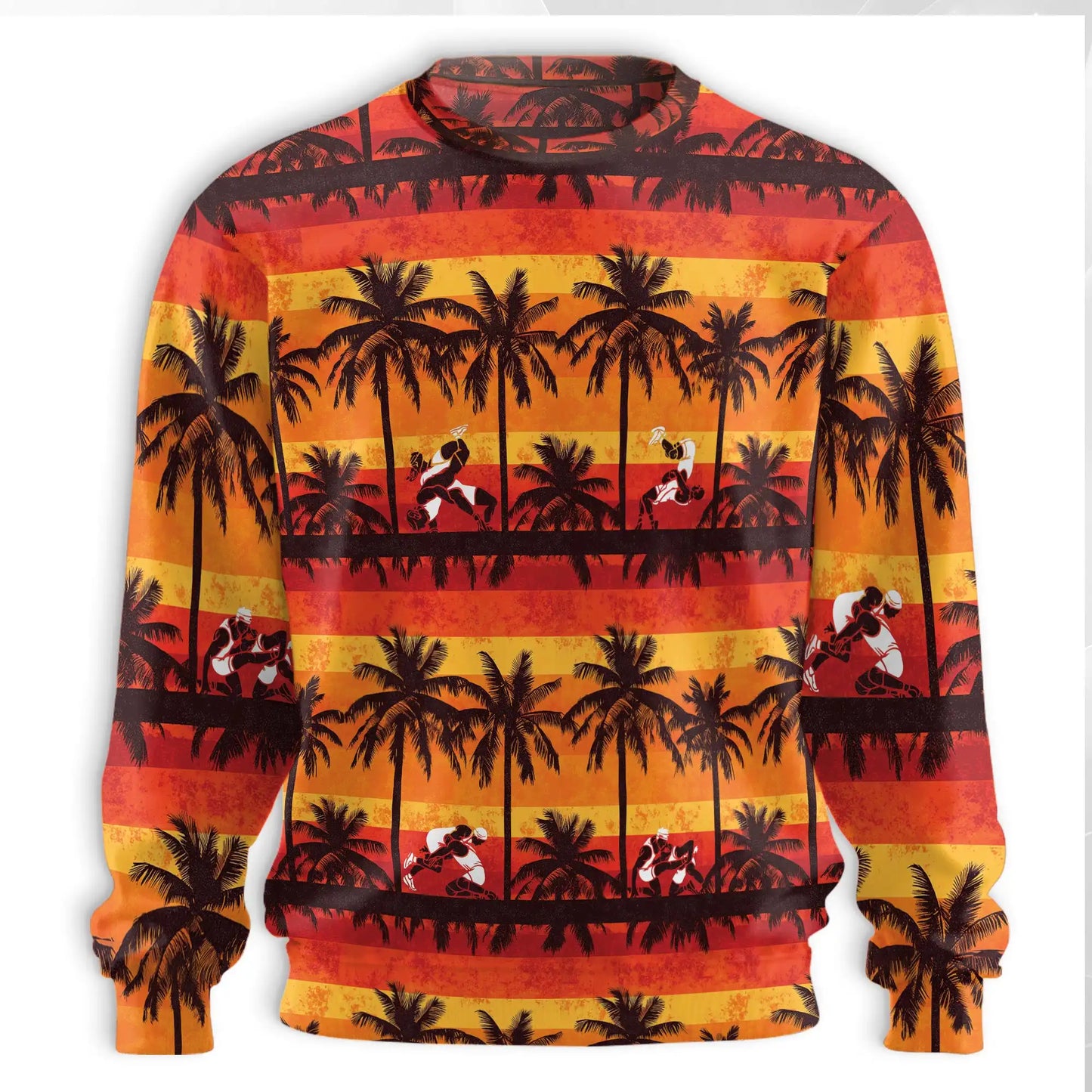 Wrestling Sunset Sweatshirt, 3D All Over Print Sunset Tropical Wrestling Crewneck Pullover for Men Women, Wrestler Gift - Netecom