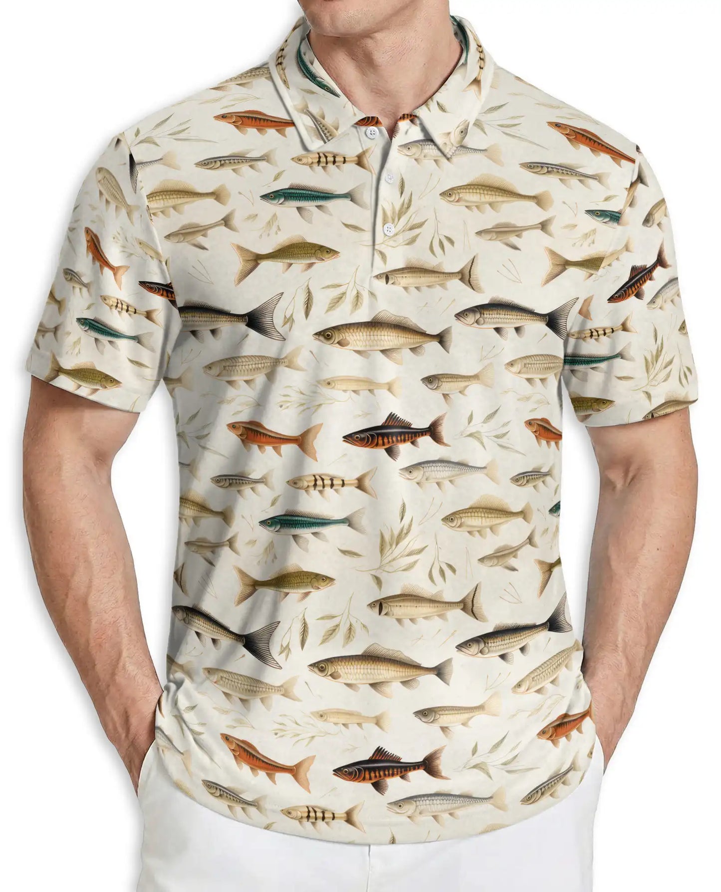 Fishing Fish Pattern Polo Shirt – Outdoor Style | Netecom