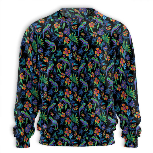 Colorful Gecko Pattern Sweatshirt, 3D All Over Print Tropical Reptile Crewneck Pullover for Men Women, Gecko Lover Gift - Netecom