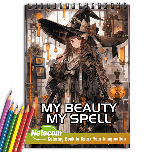 My Beauty My Spell Spiral Bound Coloring Book, Celebrate the Magic of Self-Expression with 30 Captivating Coloring Pages, Offering an Artistic and Reflective Experience