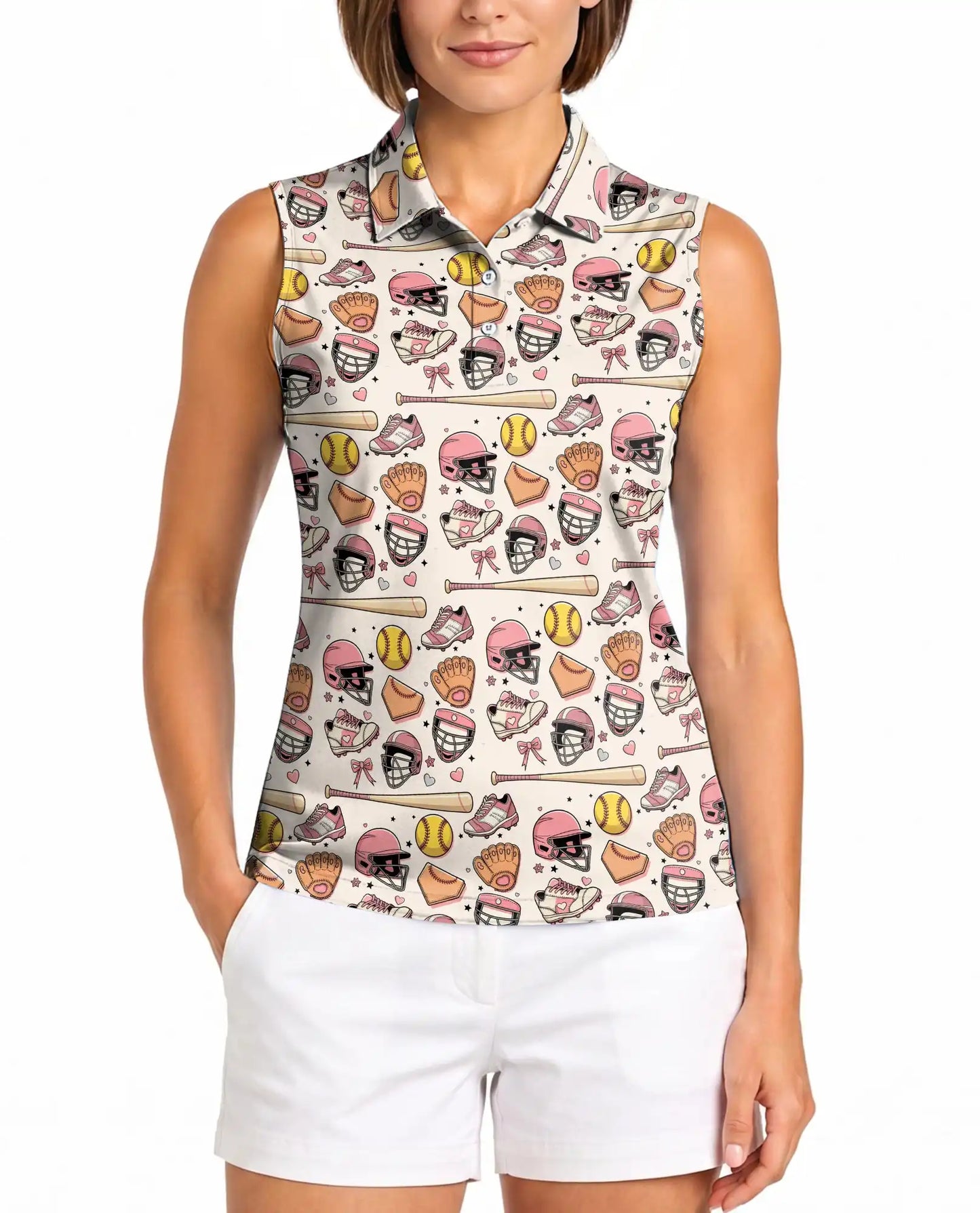 Baseball And Softball Equipment Sleeveless Polo Shirt for Women  | Netecom