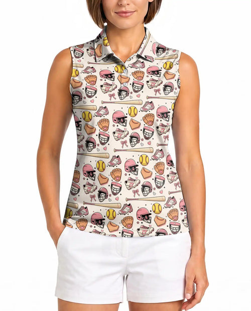 Baseball And Softball Equipment Sleeveless Polo Shirt for Women  | Netecom