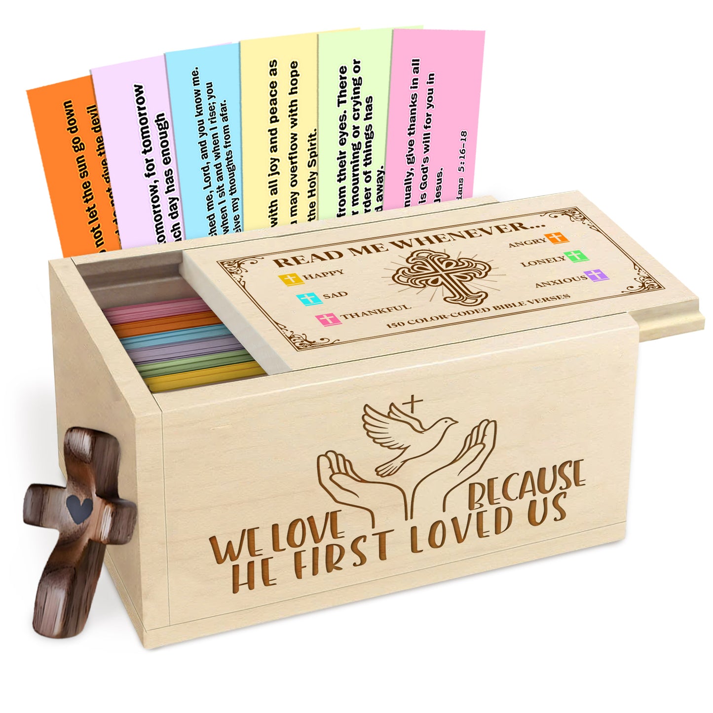 Netecom Personalized Bible Verse Box for Couples, 150 Color-Coded Bible Verse Cards with Custom Name Prayer Cross – Christian Valentine’s Day Gift for Women & Men