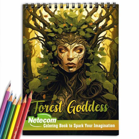 Forest Goddess Spiral Bound Coloring Book, Discover 30 Mesmerizing Coloring Pages in the Forest Goddess Coloring Book and Celebrating the divine beauty of nature