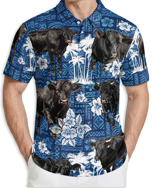 Black Cow Tropical Polo Shirt – Island Floral Print | Netecom