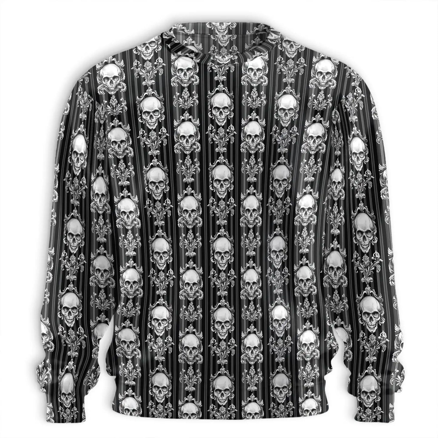 Black White Skull Sweatshirt, 3D All Over Print Gothic Skull Crewneck Pullover for Men Women, Biker Skeleton Lover Gift - Netecom
