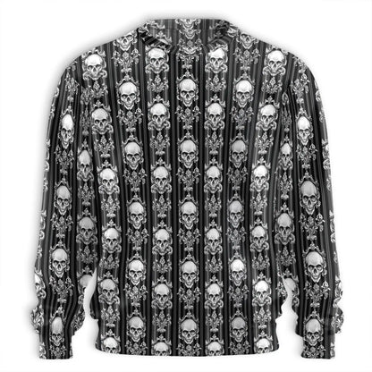 Black White Skull Sweatshirt, 3D All Over Print Gothic Skull Crewneck Pullover for Men Women, Biker Skeleton Lover Gift - Netecom