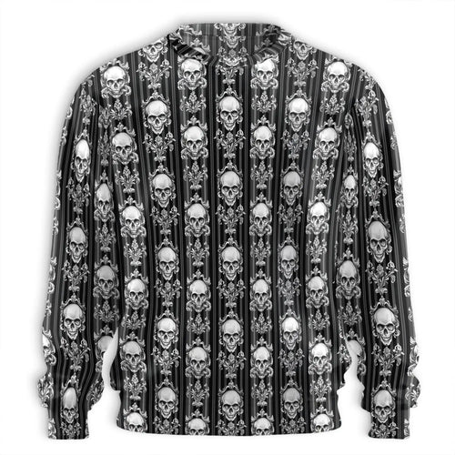Black White Skull Sweatshirt, 3D All Over Print Gothic Skull Crewneck Pullover for Men Women, Biker Skeleton Lover Gift - Netecom
