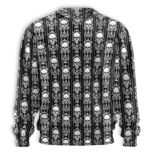 Black White Skull Sweatshirt, 3D All Over Print Gothic Skull Crewneck Pullover for Men Women, Biker Skeleton Lover Gift - Netecom