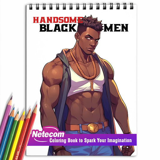 Handsome Black Men Spiral Bound Coloring Book, Unleash Your Creativity with 30 Coloring Pages, Portraying Handsome Black Men in Sophisticated Attire and Impeccable Fashion