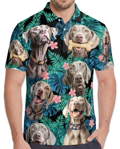 Weimaraner Tropical Pattern Polo Shirt for Men – Dog Lover Style | Netecom