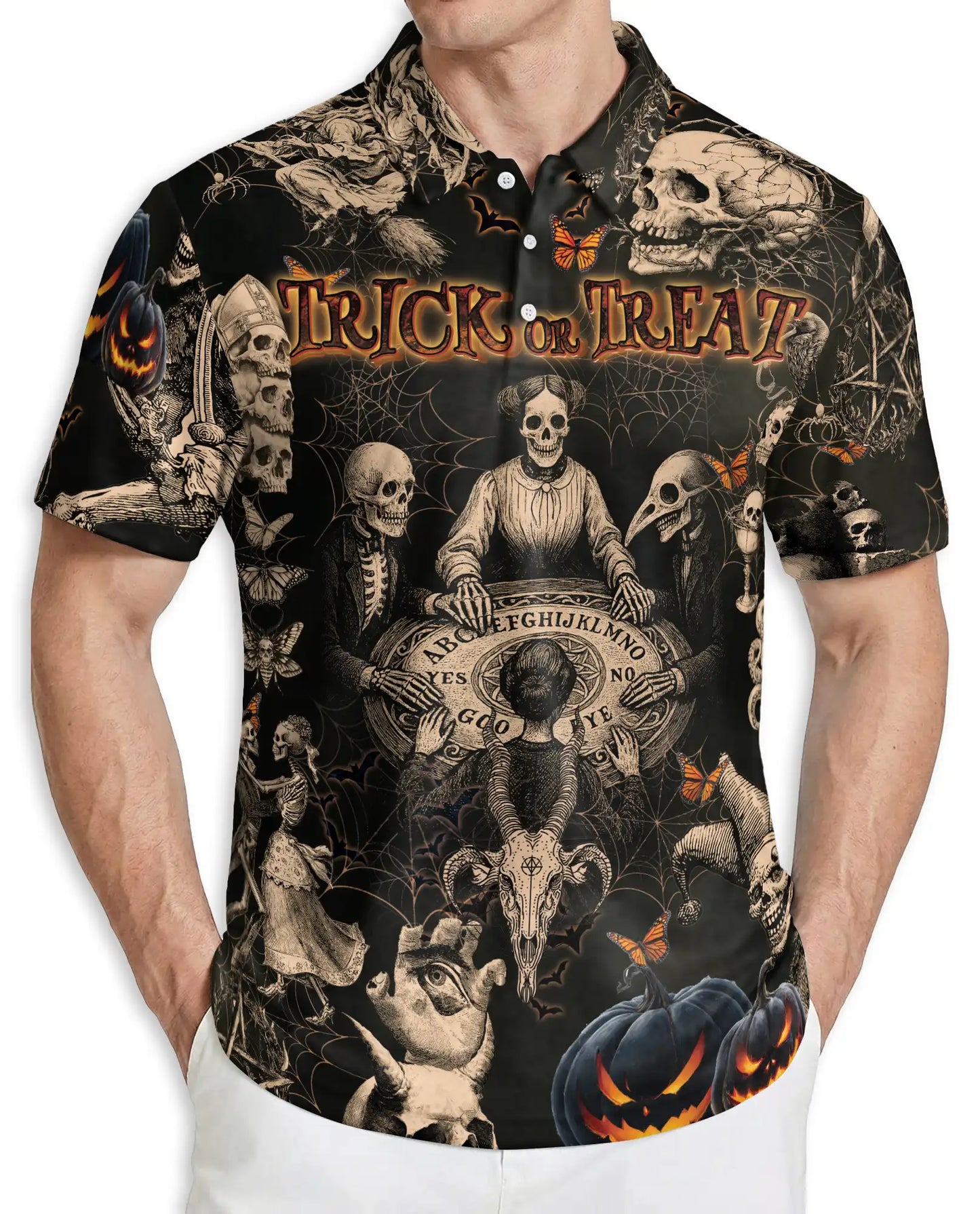 Halloween Skull Polo Shirt – Trick or Treat Style | Netecom