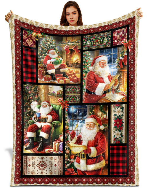 Netecom Santa Pug Dog Christmas Blanket, Holiday Dog Lover Throw Blanket for Couch, Bed or Sofa, Ultra Soft Warm Gift for Christmas and Holiday
