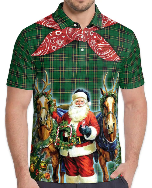 Christmas Santa Reindeer Polo Shirt for Men – Holiday Fun | Netecom