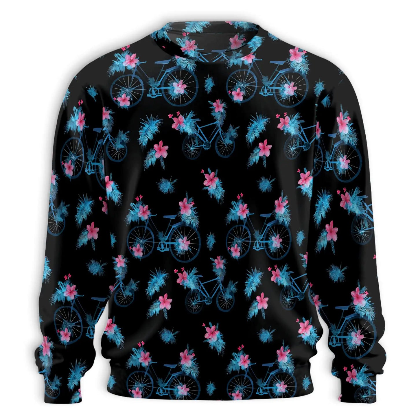 Bicycle Pattern Sweatshirt, 3D All Over Print Cycling Crewneck Pullover for Men Women, Bike Rider Gift - Netecom