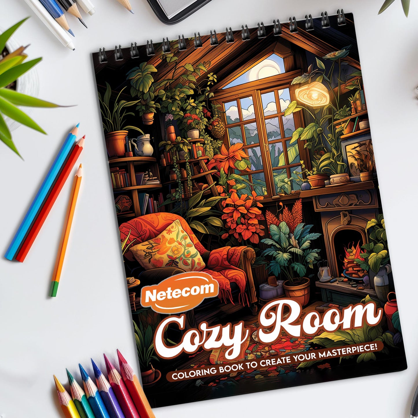 Cozy Room Spiral Bound Coloring Book, Inviting Cozy Rooms for a Warm and Homely Art Journey, Ideal for Interior Design Fans and Coziness Seekers