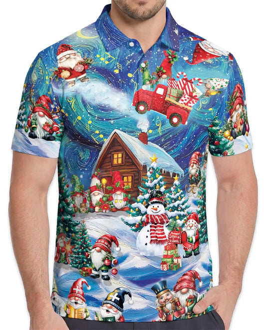 Christmas Gnome Polo Shirt – Winter Holiday Print | Netecom