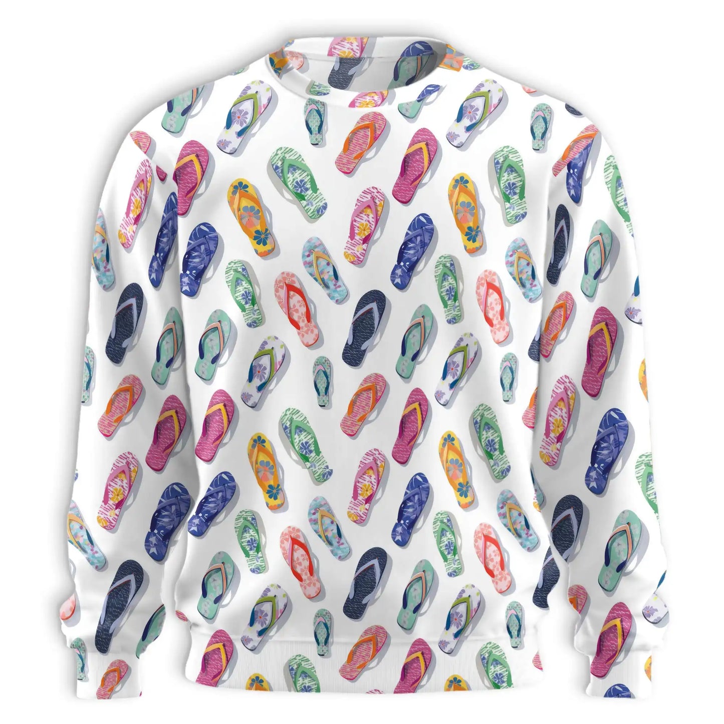 Colorful Flip Flops Sweatshirt, 3D All Over Print Tropical Beach Crewneck Pullover for Men Women, Summer Lover Gift - Netecom