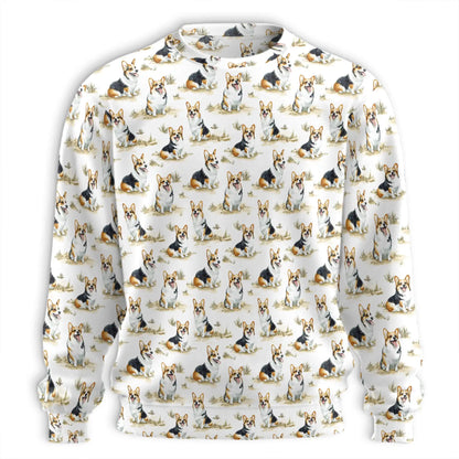 Smiling Corgi Sweatshirt, 3D All Over Print Cute Dog Crewneck Pullover for Men Women, Corgi Lover Gift - Netecom