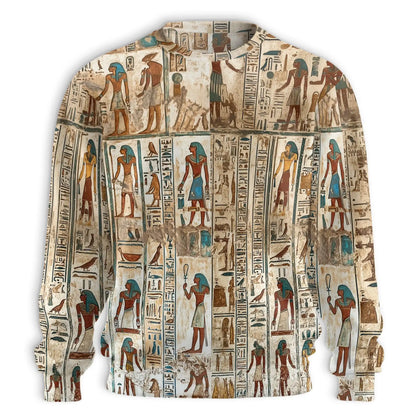 Ancient Egyptian Sweatshirt, 3D All Over Print Egyptian Art Crewneck Pullover for Men Women, Egypt History Lover Gift - Netecom