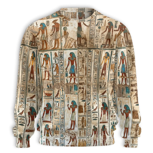 Ancient Egyptian Sweatshirt, 3D All Over Print Egyptian Art Crewneck Pullover for Men Women, Egypt History Lover Gift - Netecom