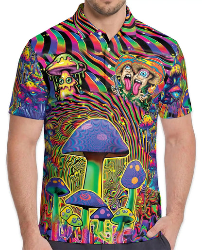 Psychedelic Mushroom Trippy Polo Shirt for Men – Colorful Psy Art | Netecom