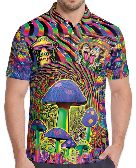 Psychedelic Mushroom Trippy Polo Shirt for Men – Colorful Psy Art | Netecom