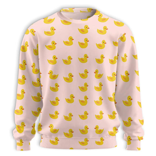 Pink Duck Sweatshirt, 3D All Over Print Cute Duck Crewneck Pullover for Men Women, Duck Lover Gift - Netecom