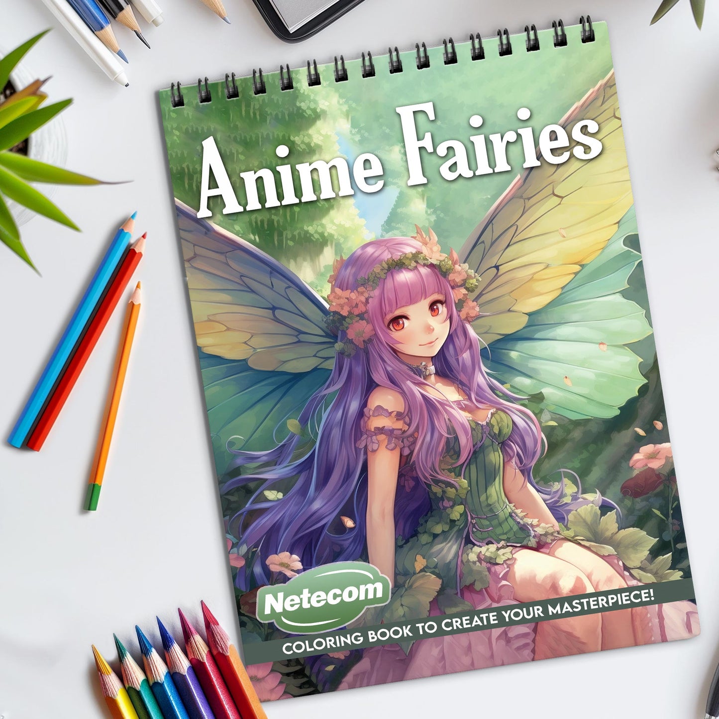 Anime Fairies Spiral Bound Coloring Book, Enchanting Anime Fairies for a Magical and Artistic Escape, Perfect for Fans of Fantasy and Whimsical Art