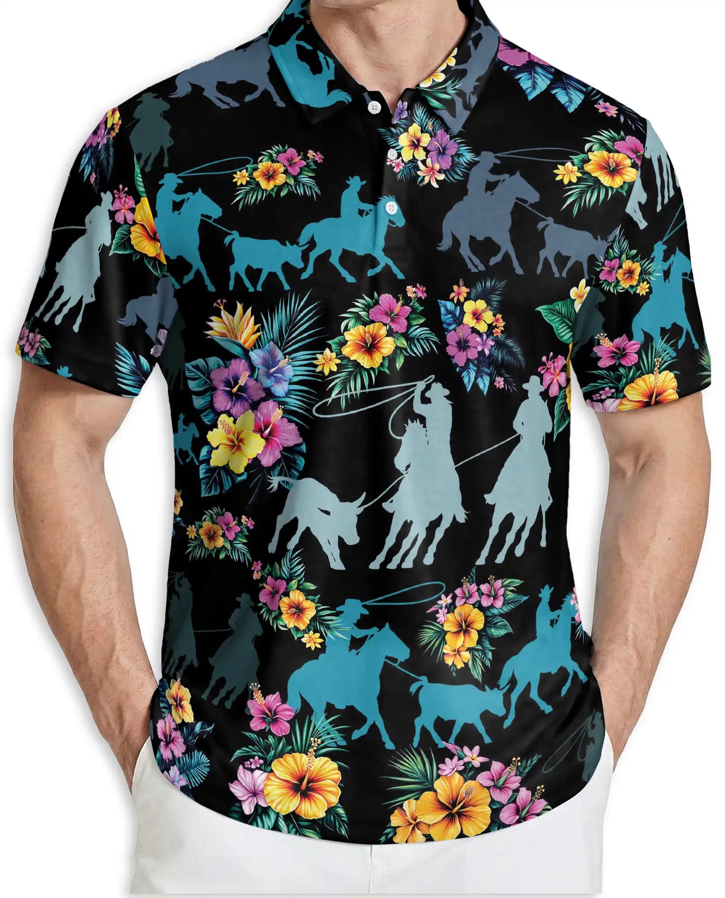 Cowgirl Rodeo Polo Shirt – Tropical Floral Print | Netecom