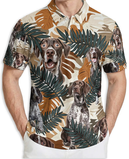 German Shorthaired Pointer Polo Shirt – Tropical Leaf Print | Netecom