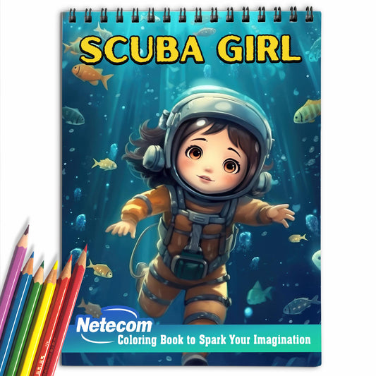 Scuba Girl Spiral Bound Coloring Book, Immerse Yourself in a World of Underwater Exploration with 30 Captivating Coloring Pages for Ocean and Art Enthusiasts to Create Stunning and Imaginative Artwork