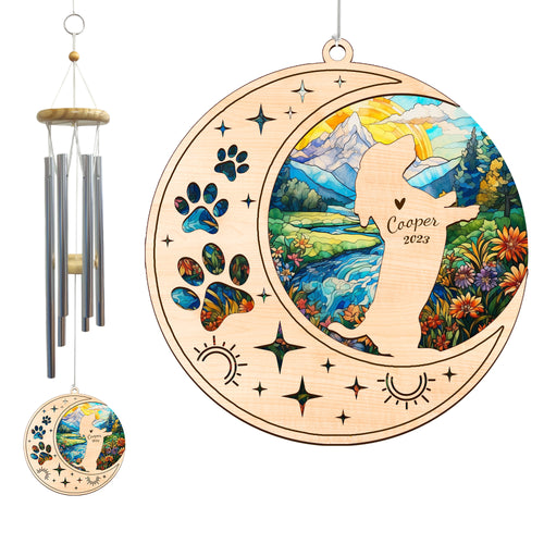 Netecom Basset Hound Dog Wind Chimes Memorial, Personalized Pet Memorial Windchime for Dog Suncatcher, Dog Loss Memorial Ornament, Loss of Pet Remembrance Gift, Sympathy Pet Wind Chimes Outdoor Garden