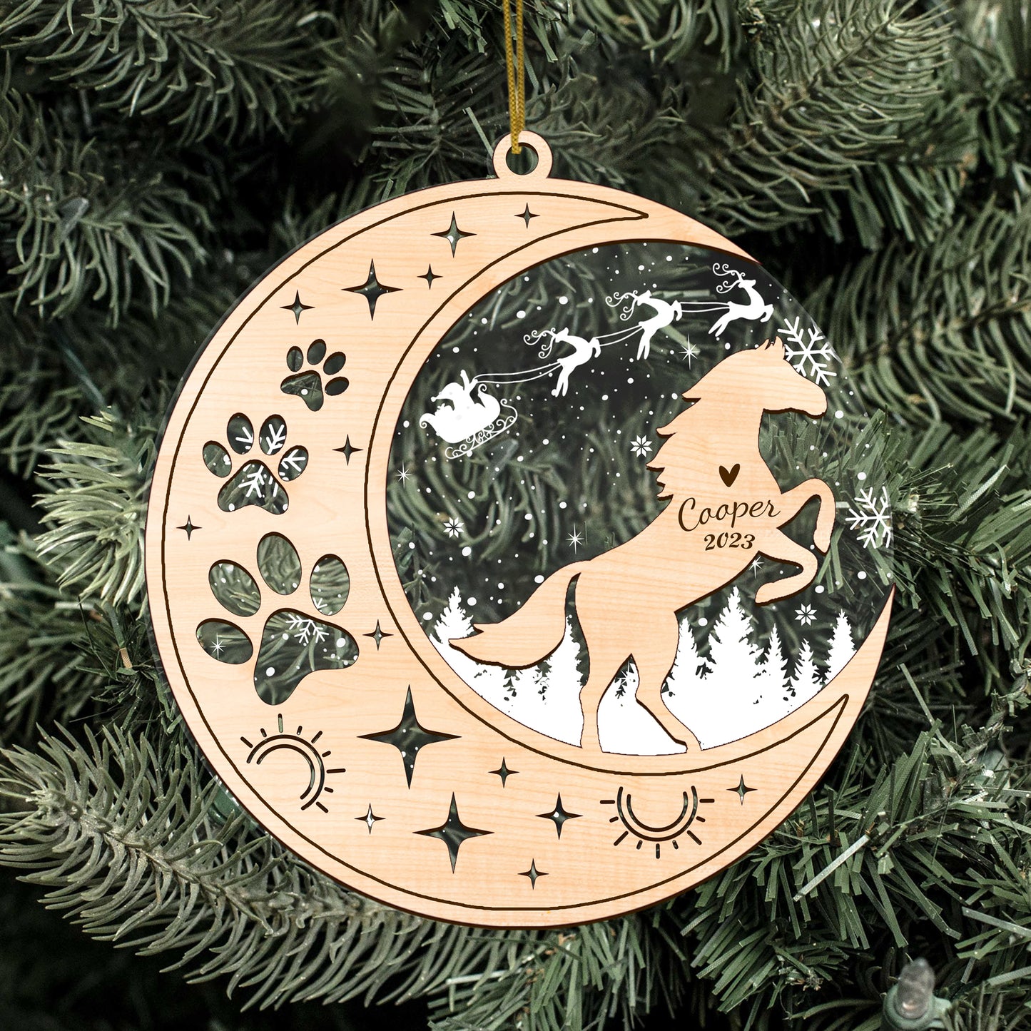 Netecom Horse Memorial Suncatcher, Personalized Horse Christmas Ornament with Date Name, Horse Death Sympathy Gifts Pet Loss Sun Catchers, Bereavement Gifts for Loss of Horse Grief Gift