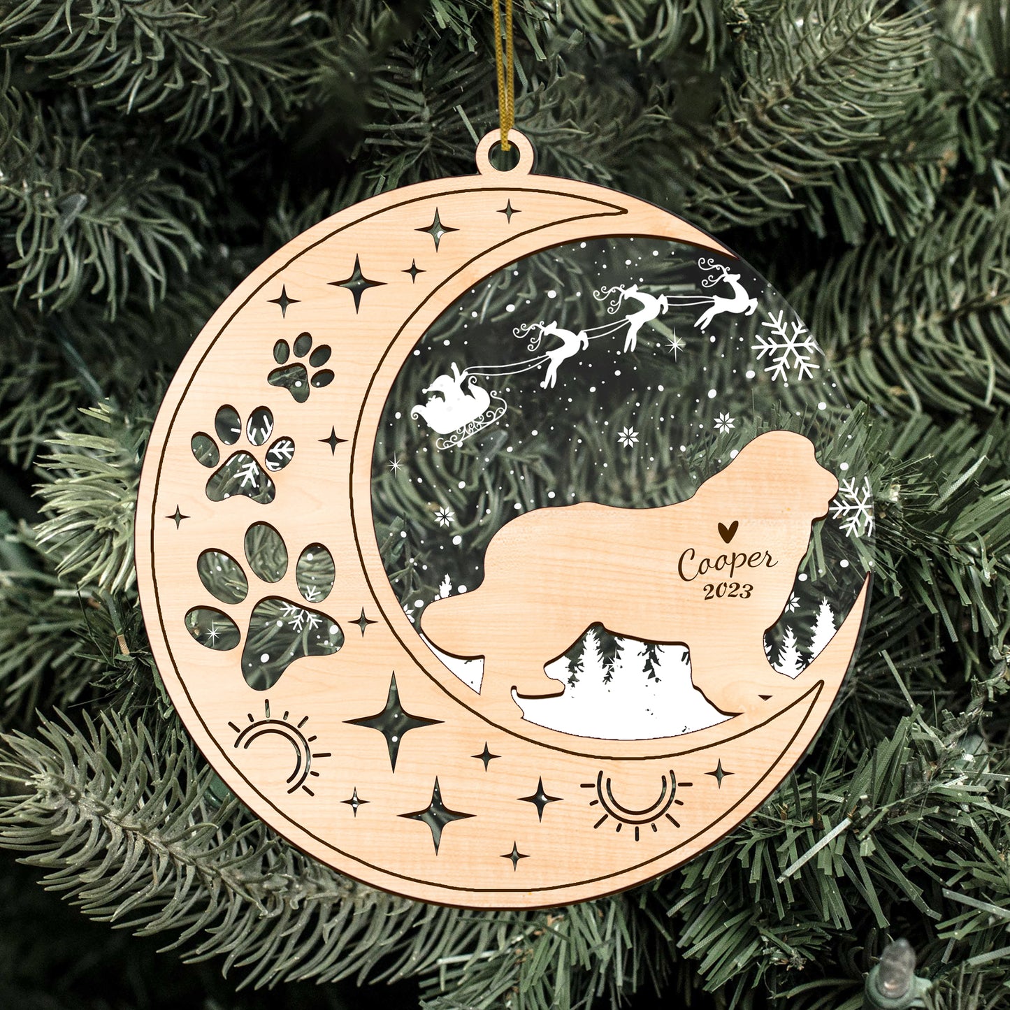 Netecom Newfoundland Dog Memorial Suncatcher, Personalized Newfoundland Christmas Ornament with Date Name Bereavement Gifts for Loss of Pet, Dog Death Sympathy Gifts for Pet Loss Sun Catchers