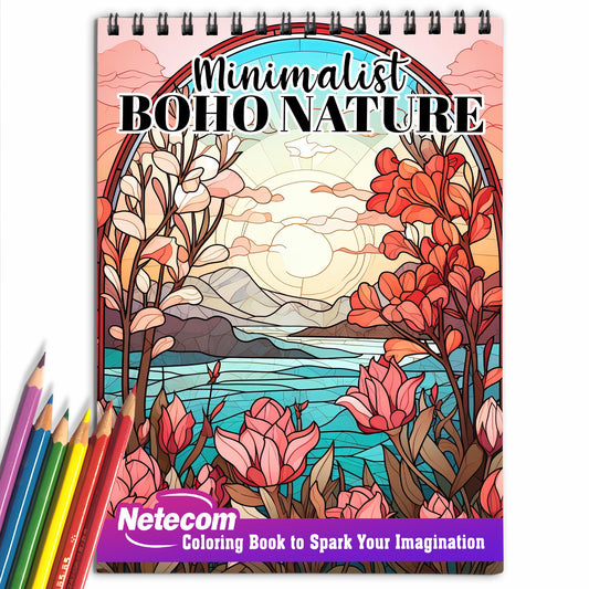 Minimalist Boho Nature Spiral Bound Coloring Book, Embark on a Peaceful Coloring Journey with 30 Stunning Minimalist Boho Nature Coloring Pages for Artistic Explorers to Dive into the Serene World of Nature and Unleash Their Creativity