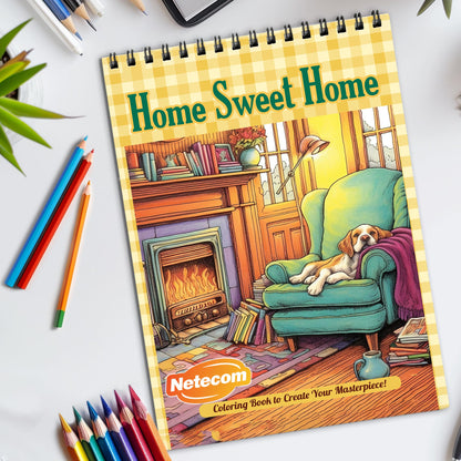 Home Sweet Home Spiral Bound Coloring Book, Cozy Home Scenes for a Heartwarming Art Experience, Perfect for Those Seeking Comfort and Nostalgia