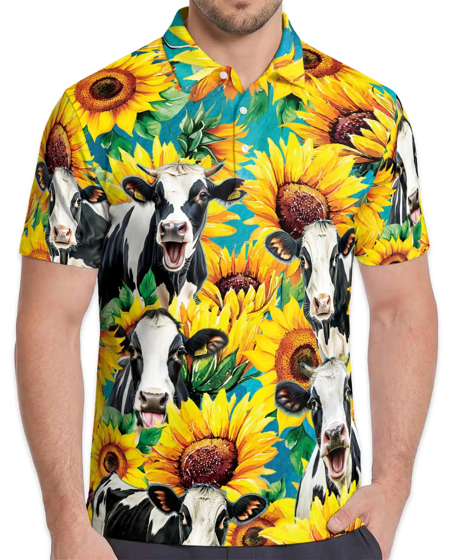Sunflower Cow 3D Polo Shirt | Netecom