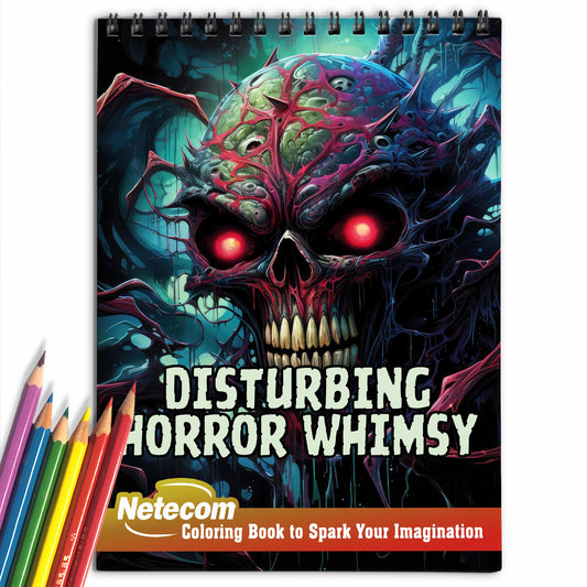 Disturbing Horror Whimsy Spiral Bound Coloring Book, Dive into the Darkly Whimsical and Unveil Nightmares with this Coloring Book