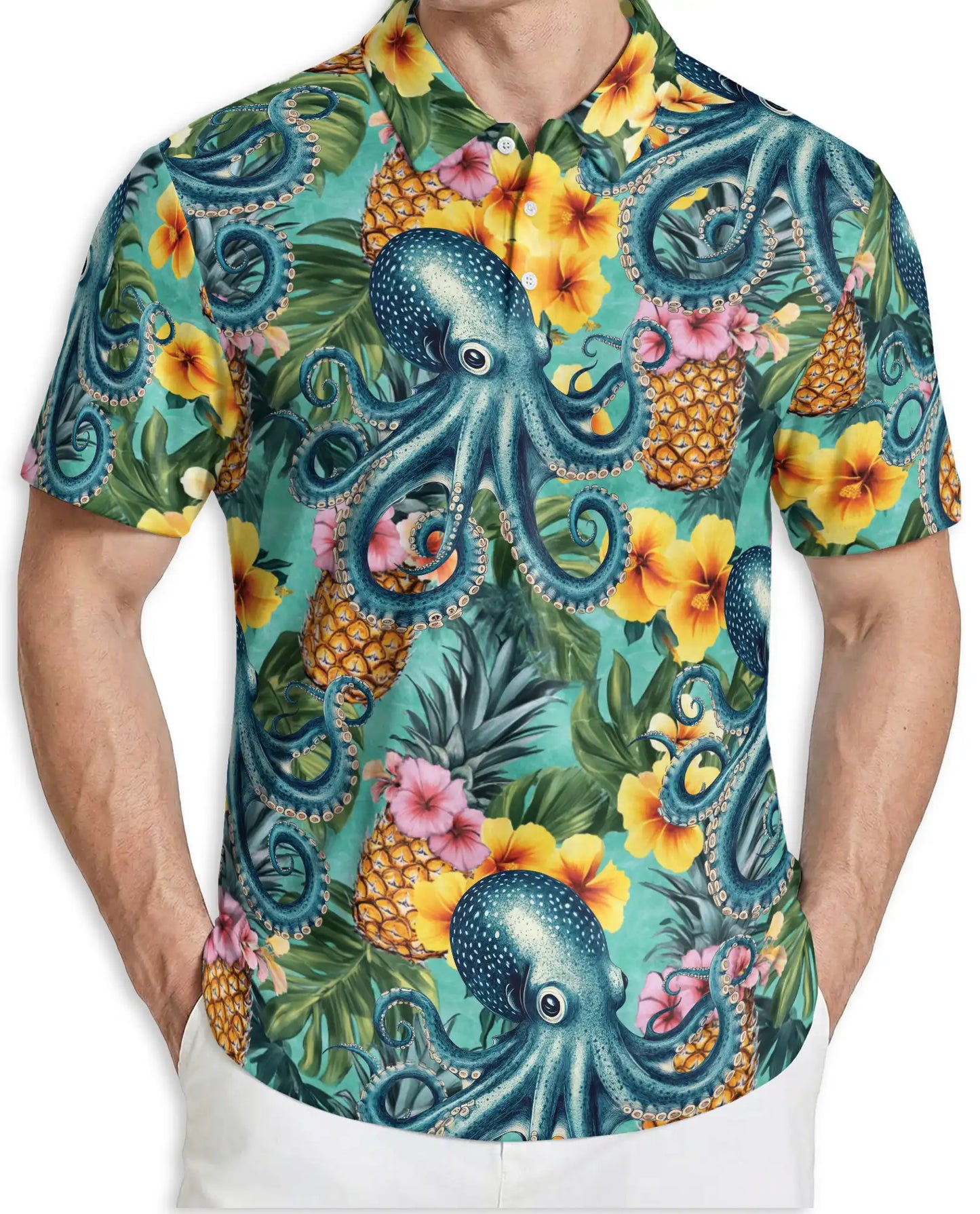 Octopus Tropical Pineapple Polo Shirt | Netecom
