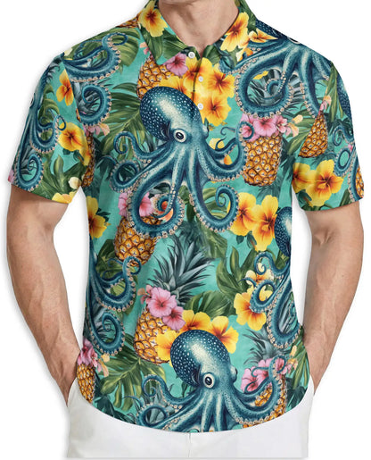 Octopus Tropical Pineapple Polo Shirt | Netecom