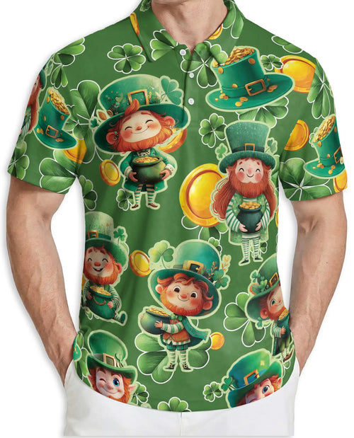 St. Patrick's Day Polo Shirt – Lucky Leprechaun Print | Netecom