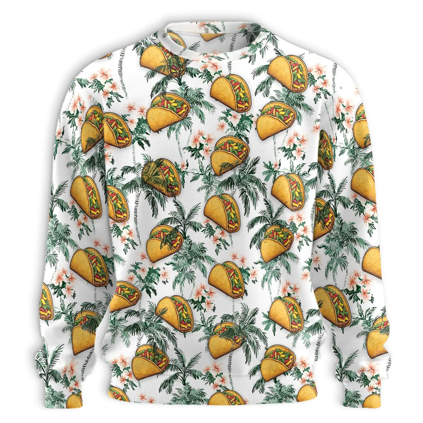 Taco Tropical Vintage Sweatshirt, 3D All Over Print Retro Mexican Food Crewneck Pullover for Men Women, Taco Lover Gift - Netecom