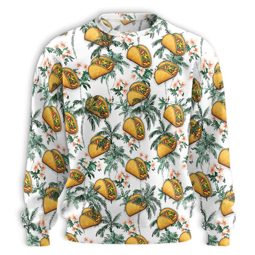 Taco Tropical Vintage Sweatshirt, 3D All Over Print Retro Mexican Food Crewneck Pullover for Men Women, Taco Lover Gift - Netecom
