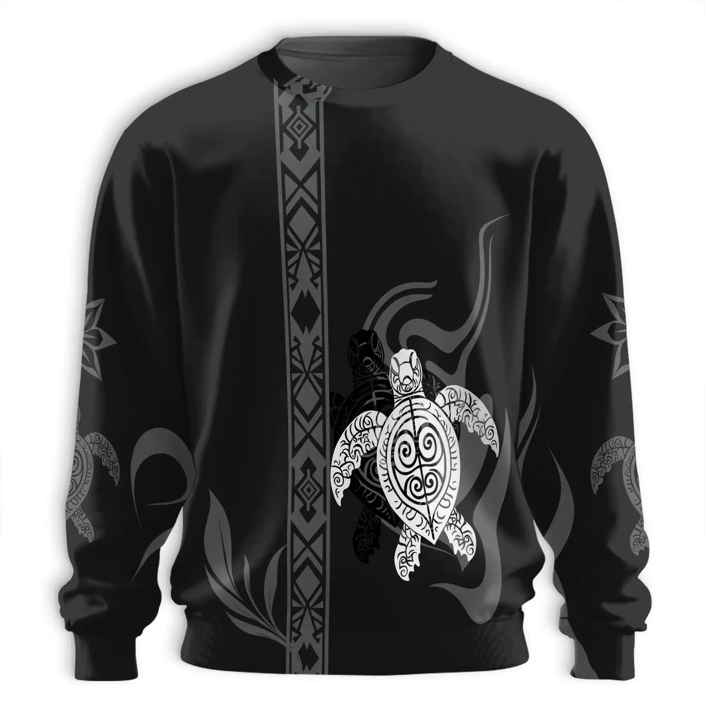 Black and White Turtle Sweatshirt, 3D All Over Print Sea Turtle Crewneck Pullover for Men Women, Turtle Lover Gift - Netecom