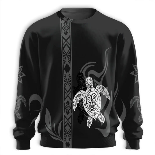 Black and White Turtle Sweatshirt, 3D All Over Print Sea Turtle Crewneck Pullover for Men Women, Turtle Lover Gift - Netecom