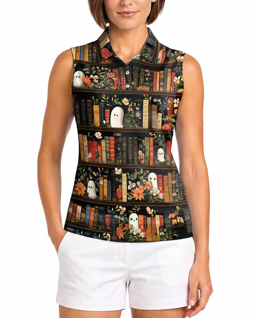 Library Ghost Sleeveless Polo Shirt for Women | Netecom