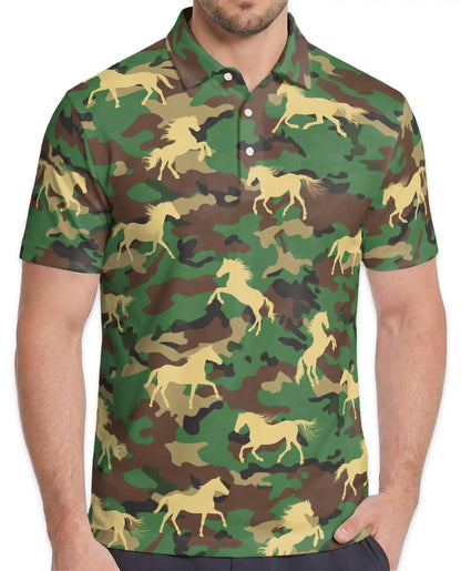 Camouflage Horse Polo Shirt – Military Camo Print | Netecom